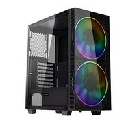 Custodia da gioco Mid-Tower con pannello laterale in vetro temperato, Opzione frontale trasparente/rete, foro nero GAMEMAX