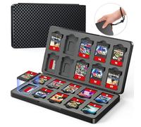 Custodia da gioco per Nintendo Switch 2/1, Lite, OLED, con 20 slot per schede di gioco e 20 slot per schede Micro SD, chiusura magnetica, custodia rigida con rivestimento in morbido silicone (nero)