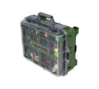 Custodia da Pesca Impermeabile Scatola da Pesca Rigida Valigetta Attrezzatura Organizer Esche con Chiusura Sicura Protezione Durante il Trasporto Adatta a Uscite Weekend Lago, Array, Verde