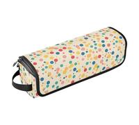 Custodia da viaggio 2 in 1 color crema a pois con tappetino in ferro, custodia da viaggio portatile per strumenti caldi, ferro arricciacapelli, volumizzatore, styler per donne