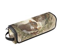 Custodia da viaggio 2 in 1 con cuscinetto resistente al calore, custodia da viaggio a doppio strato per ferri da stiro piatti, ferri arricciacapelli, carino scoiattolo che mangia noci borsa per donne