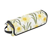 Custodia da viaggio 2 in 1 con narcisi gialli e tappetino resistente al calore con cerniera, custodia da viaggio a doppio strato per frittelle, ferro arricciacapelli, accessorio da viaggio per