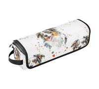 Custodia da viaggio 2 in 1 con simpatico cane da pastore e tappetino resistente al calore, con cerniera, impermeabile, organizer da viaggio per Straigheners, ferro arricciacapelli, asciugacapelli
