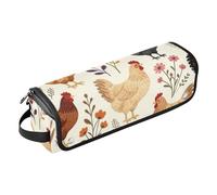 Custodia da viaggio 2 in 1 con tappetino resistente al calore, per amanti dei polli, fiori di campo e polli, impermeabile, organizer da viaggio per ferri da stiro piatti, ferri arricciacapelli
