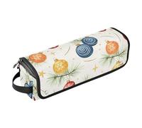 Custodia da viaggio 2 in 1 in ferro arricciacapelli e tappetino resistente al calore con cerniera motivo ornamento natalizio