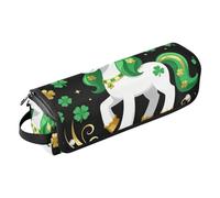 Custodia da viaggio 2 in 1 per ferro arricciacapelli con cuscinetto resistente al calore, con simpatici unicorni e trifoglio di San Patrizio, organizer portatile per strumenti per lo styling dei