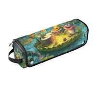 Custodia da viaggio 2 in 1 per ferro arricciacapelli con cuscinetto resistente al calore, custodia da viaggio a doppio strato per ferri da stiro piatti, ferri arricciacapelli, coro rana, borsa da