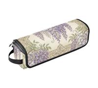 Custodia da viaggio 2 in 1 per ferro arricciacapelli con cuscinetto resistente al calore, grande capacità, organizer per ferri da stiro, piastre, arricciacapelli, glicine vintage, fiori viola