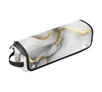 Custodia da viaggio 2 in 1 per ferro arricciacapelli con cuscinetto resistente al calore, impermeabile, organizer da viaggio per ferri da stiro, piastre e arricciacapelli, grigio marmo bianco