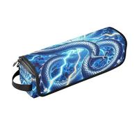 Custodia da viaggio 2 in 1 per ferro arricciacapelli, con tappetino resistente al calore, borsa organizer per strumenti per capelli, piastra arricciacapelli, asciugacapelli piatto, drago cinese blu