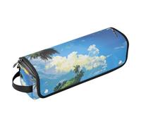 Custodia da viaggio 2 in 1 per ferro arricciacapelli con tappetino resistente al calore, custodia da viaggio per ferri da stiro e accessori per la cura dei capelli, blu cielo e mare giallo sabbia