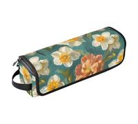 Custodia da viaggio 2 in 1 per ferro arricciacapelli e tappetino resistente al calore, impermeabile, organizer da viaggio per strumenti caldi e accessori per la cura dei capelli, fiori, narcisi