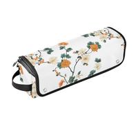 Custodia da viaggio 2 in 1 per ferro arricciacapelli retrò con motivo floreale bianco e giallo, con tappetino in ferro, organizer portatile per ferri da stiro, per ferri piatti, piastre e