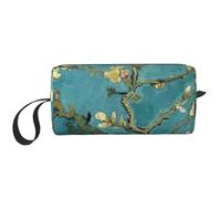 Custodia da viaggio con stampa di fiori di mandorlo dipinta, custodia per cosmetici portatile, borsa organizer con cerniera per organizzare ordinatamente