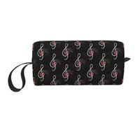 Custodia da viaggio con stampa di simboli musicali e amore, custodia portatile per cosmetici con cerniera, borsa organizer per organizzare in modo ordinato