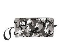 Custodia da viaggio con stampa mimetica nera, grigia, bianca, borsa organizer con cerniera per organizzare in modo ordinato