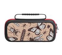 Custodia da viaggio divertente con insetti disegnati vintage, compatibile con accessori Switch Lite e giochi, borsa portatile da viaggio