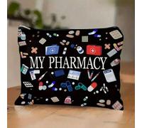 Custodia da viaggio in tela | Illustrazioni mediche multicolori | Pochette con cerniera per medicinali e cosmetici | Inodore | Ideale per essenziali per allergie e asma, accessori per cure mediche | A