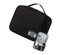 Custodia da viaggio per gadget elettronici, cosmetici, organizer portatile in tessuto Oxford, multifunzionale, borsa per il trucco multiuso, Nero , Bellezza di massa