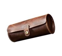 Custodia da Viaggio per Orologio in Pelle Vintage Chic, Organizer Portagioie Protezione e Display, Scatola Rotonda Porta Orologio Singolo, Colore Caffè