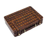 Custodia da viaggio per sigari, può contenere fino a 18 sigari, portatile, con rivestimento in legno di cedro, pelle bovina, stampa coccodrillo vintage, Marrone