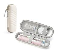 Custodia da viaggio per spazzolino elettrico Oral B/Oral-B Pro/Phlips Sonicare, custodia protettiva portatile impermeabile con tasca in rete e 2 coperture protettive per testine (beige)