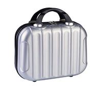 Custodia da viaggio per trucchi, mini valigetta in ABS con fascia elastica, per viaggi, campeggio, viaggi di lavoro, Argento, Semplice
