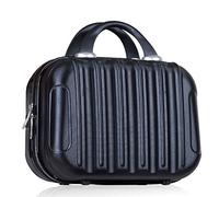 Custodia da viaggio per trucchi, mini valigetta in ABS con fascia elastica, per viaggi, campeggio, viaggi di lavoro, Nero , Semplice