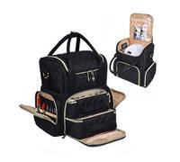 Custodia da viaggio resistente all'acqua con scomparti imbottiti e tracolla regolabile per 130 bottiglie, borsa per lucidatura di grande capacità, Nero , One Size, Bellezza di massa