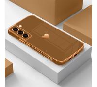 Custodia di lusso con placcatura per Samsung Galaxy S22 Ultra S21 S20 Fe A52 A53 S22 S21 Plus A13 A23 A12 Custodia per telefono con motivo a cuore laterale (per Samsung S22 Plus/marrone)