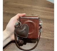 Custodia di lusso per telefono con ricarica senza fili magnetica, pendente a forma di cuore e cinturino in pelle compatibile con Samsung Galaxy ZFlip7, Z Flip6, ZFlip 5, Zflip6, Zflip5, cover posterio