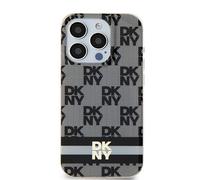 Custodia DKNY per iPhone 15 6.1 nero Custodia rigida IML con motivo mono a scacchi e strisce stampate MagSafe - Nouvo