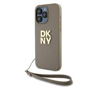 Custodia DKNY per iPhone 15 Pro Max 6,7 beige Custodia rigida Cinturino da polso Logo stock - Nouvo