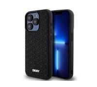 Custodia DKNY per iPhone 15 Pro Max con motivo 3D in gomma ripetuto (nera)