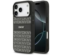 Custodia DKNY Repeat Texture Pattern with Tonal Stripe per iPhone 17 Pro nera - Nouvo