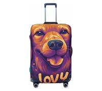 Custodia elastica per valigie da viaggio con stampa di foglie come una testa di cane, antigraffio, Nero , L