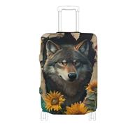 Custodia elastica per valigie protettiva antigraffio copertura elastica per valigie Fit 18-32 Inch Luggage, vintage lupo rottura attraverso il muro fiore, S 18-20 in