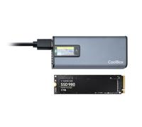 Custodia esterna CoolBox miniChase M.2 Alluminio Grigio USB 3.2 Gen 2 con schermo LCD