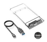Custodia Esterno per Disco Rigido 2.5""SSD /HDD， USB 3.0 Adattatore per disco rigido da 7mm/9,5 mm Supporto UASP SATA I II III，Tool Free, Trasparente