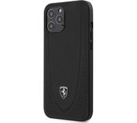 Ferrari Custodia in pelle nera con logo argento compatibile con iPhone 12 Pro Max (6.7)