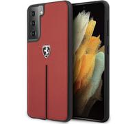 Ferrari Hardcase - Custodia in pelle per FEOSIHCS21MRE S21+ G996, motivo a strisce, colore: Rosso