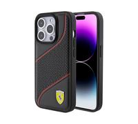 Custodia Ferrari con onde traforate, nera - iPhone 15 Pro