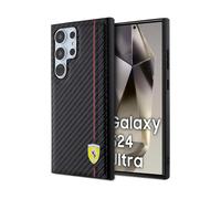 Tagua Galaxy S24 Ultra Ferrari Carbon-Look Nero Logo Metallo