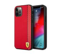 Custodia Ferrari FESAXHCP12LRE On Track Carbon Stripe, Rosso - iPhone 12 Pro Max