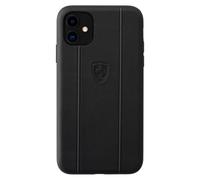 Custodia Ferrari Off Track in vera pelle per Apple iPhone 11, nero - Nouvo