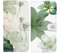 Custodia Flip Caso 2 pezzi per MOTO edge 20 lite, in motivo, interno in silicone, modelli per ragazze e donne, motivo, custodia protettiva antiurto, con supporto da lettura，Serie Verde d’estate