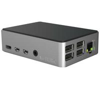 Custodia, Flirc, Nera/Argento, Pi 4 Modello B, Involucri E Rack Da 19"