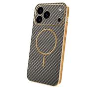 Custodia For IPhone 17 Pro/17 Pro Max, In Pelle PU Con Trama In Fibra Di Carbonio, Compatibile Con La Ricarica Wireless, Sottile, Con Protezione For La Fotocamera.(Grey,17 Pro)