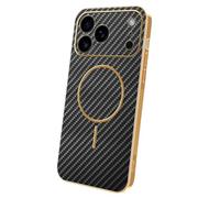 Custodia For IPhone 17 Pro/17 Pro Max, In Pelle PU Con Trama In Fibra Di Carbonio, Compatibile Con La Ricarica Wireless, Sottile, Con Protezione For La Fotocamera.(Black,17 Pro Max)