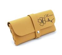 Custodia For Occhiali In Pelle Con Fiore Di Nascita Personalizzata, Custodia For Occhiali Da Sole Con Testo Con Nome Personalizzato, Scatola For Occhiali Morbidi, Regalo For Damigella D'onore(Yellow)